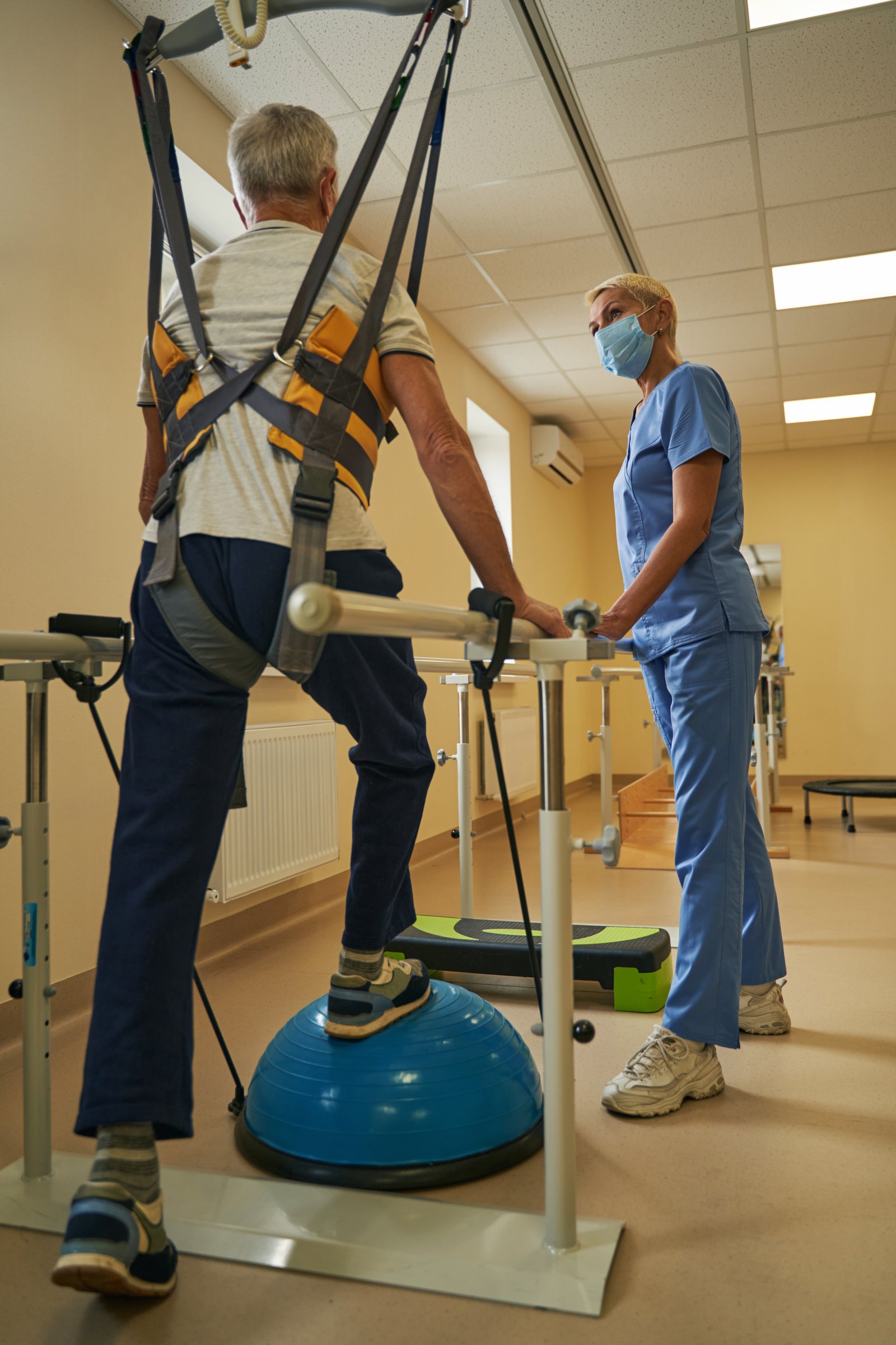 Close up of unweighting treadmill system